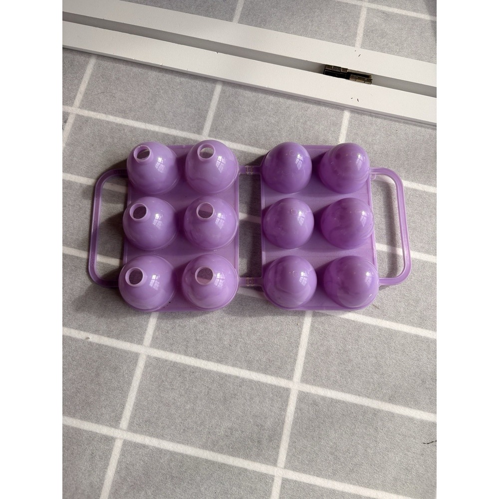 JELL-O Jiggler Egg Mold Purple Plastic 6 Easter Eggs Treats Shots Etched Design